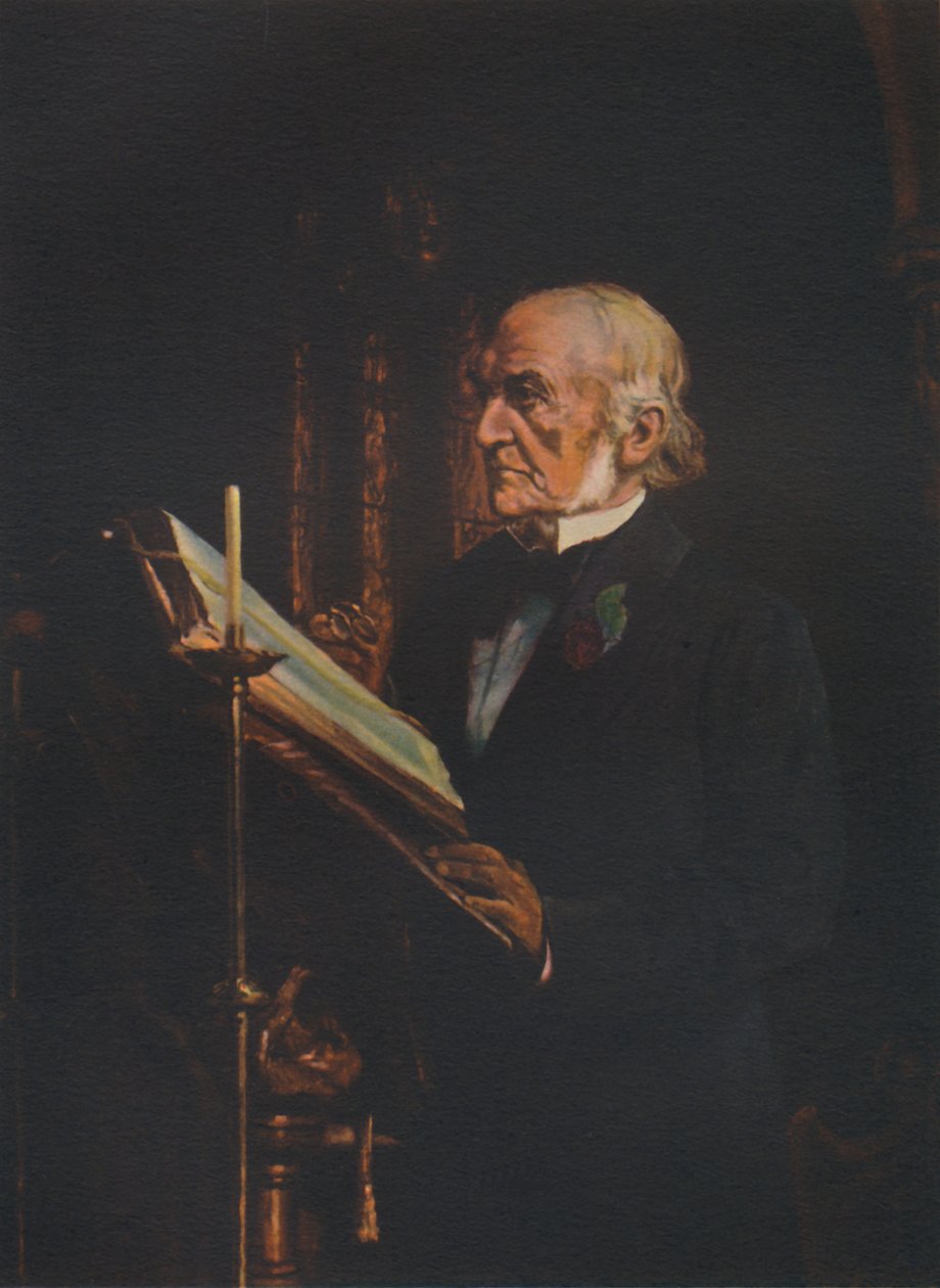 Mr Gladstone che legge la lezione nella chiesa di Hawarden, c1890s, 1941 da Unbekannt