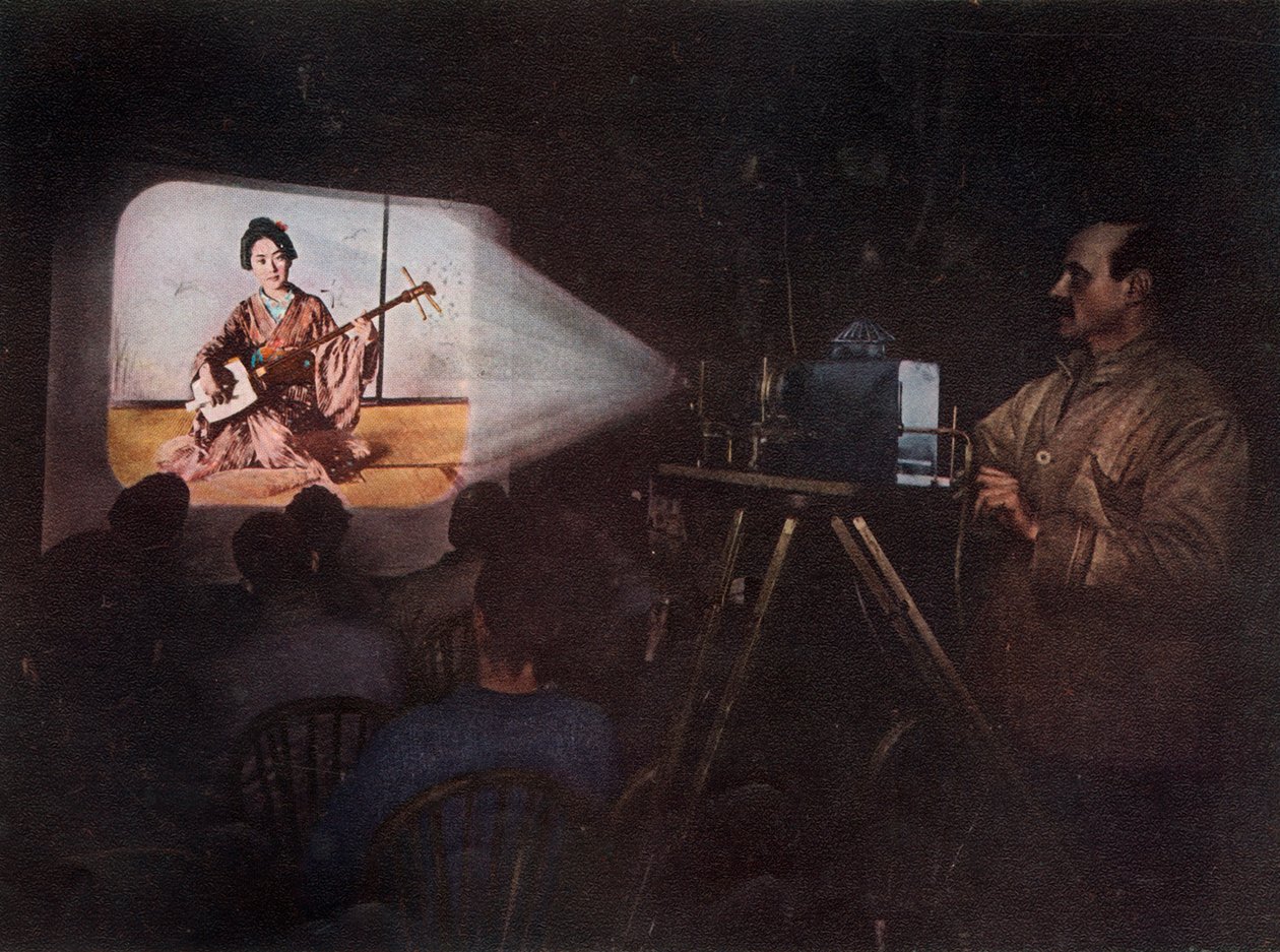 Il signor Ponting che tiene una conferenza sul Giappone, c1910, 1913 da Unbekannt
