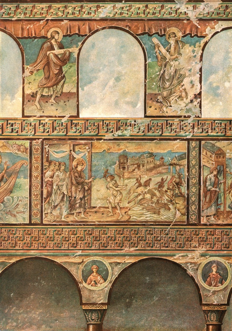Affreschi nella Chiesa di San Giorgio, Oberzell, Reichenau, Germania, 1928 da Unbekannt