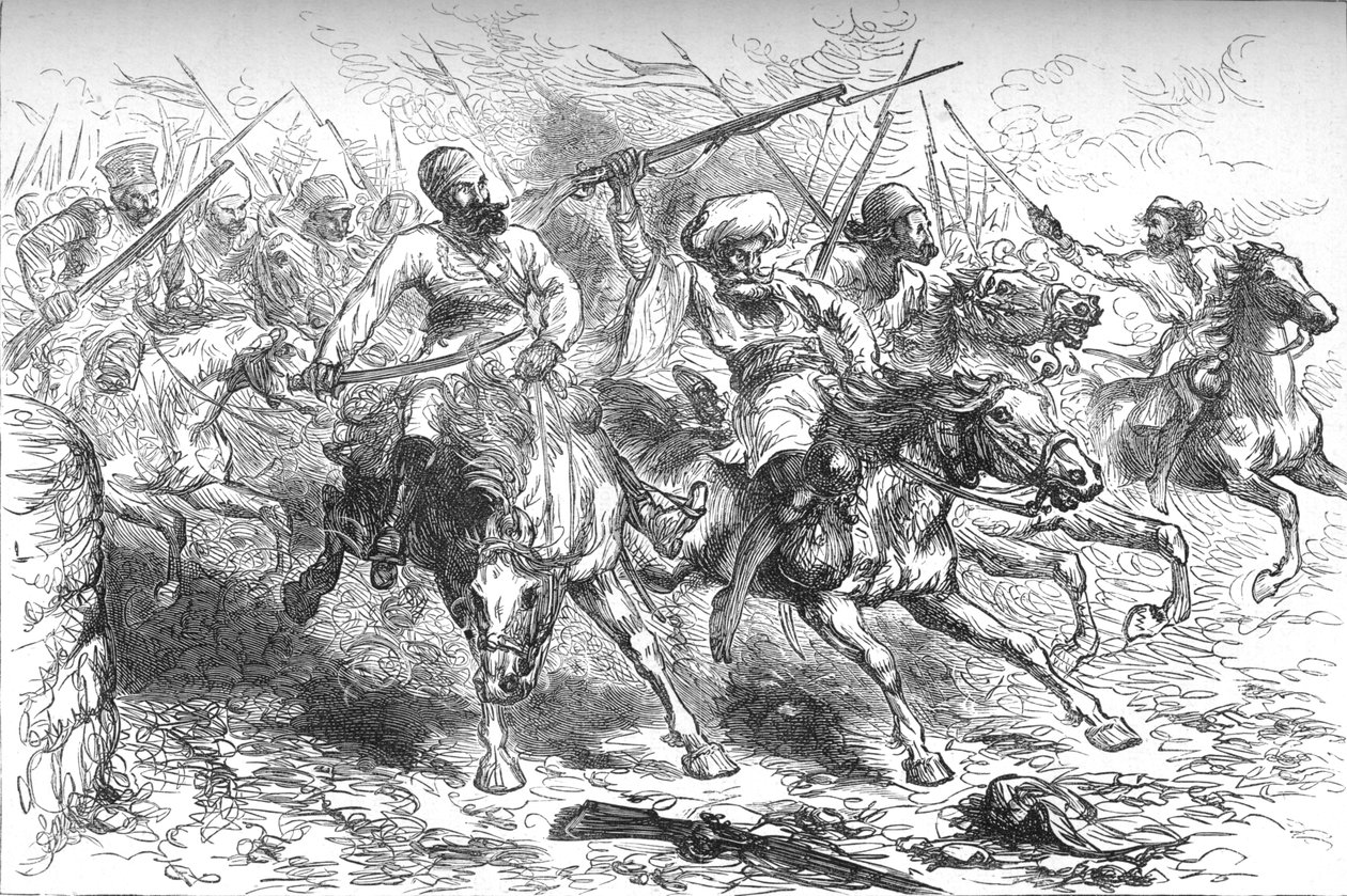 Rivoltosi avanzano su Delhi, c1880 da Unbekannt
