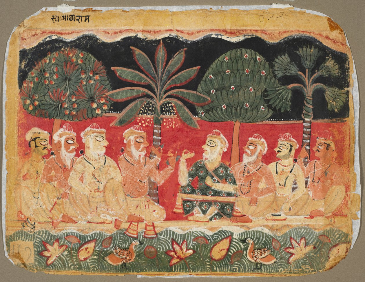 Nanda e gli anziani, pagina da un Bhagavata Purana, c. 1525 da Unbekannt