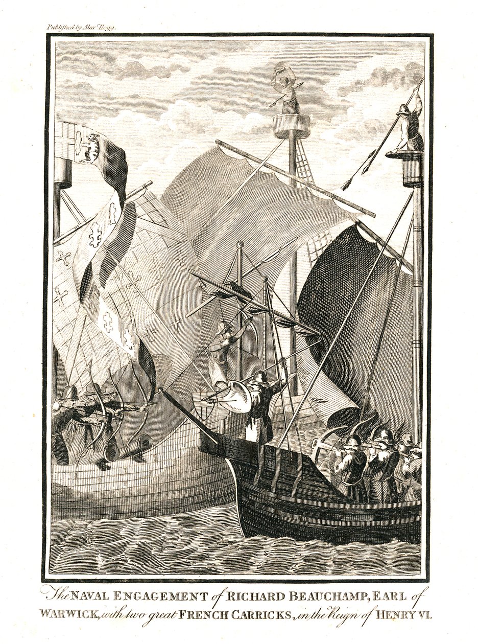 Scontro navale contro due grandi carracche francesi di Richard Beauchamp conte di Warwick nel regno da Unbekannt
