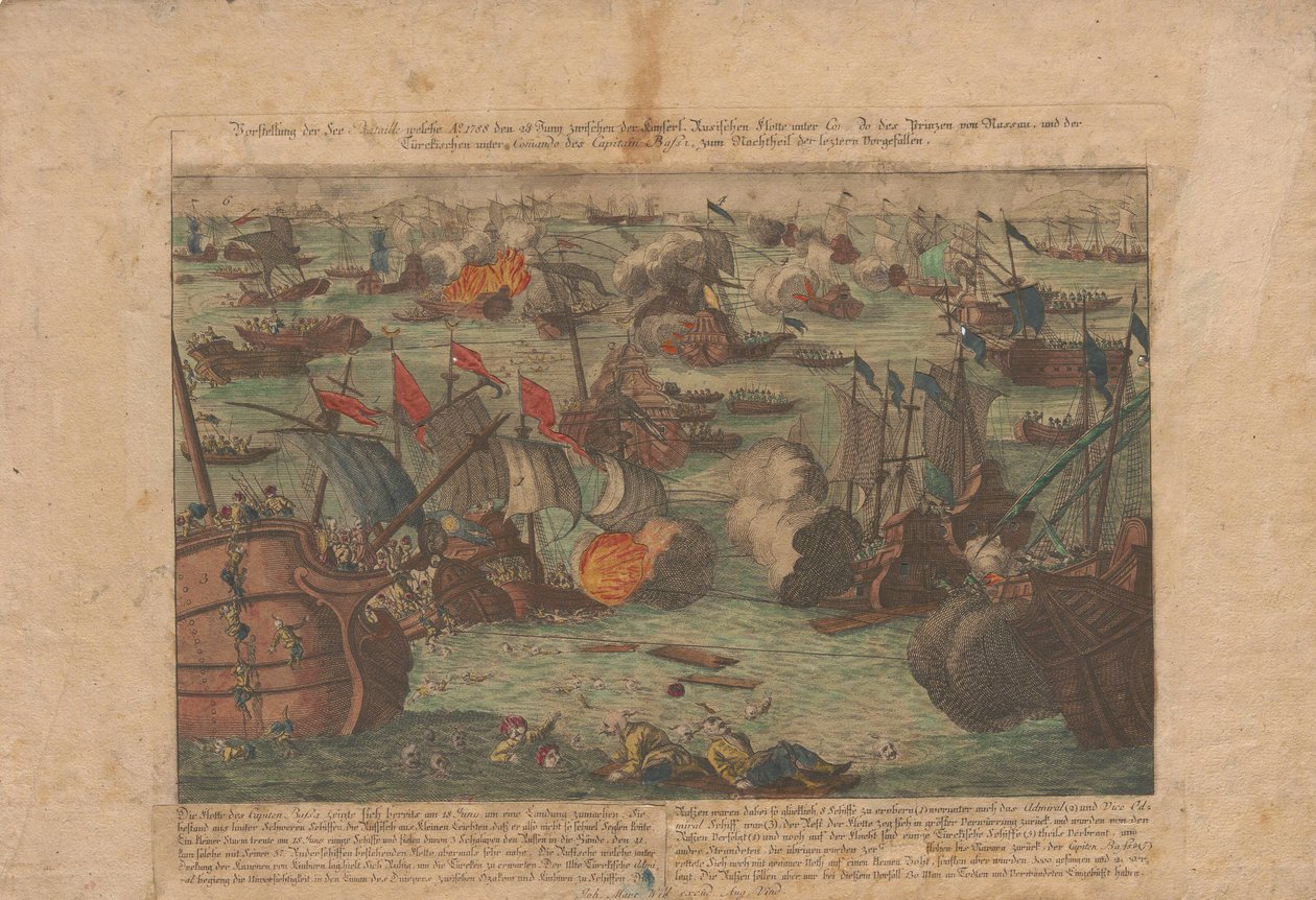 Battaglia navale tra la flotta russa e ottomana nel Mar Nero il 28 e 29 giugno 1788, 1788 da Unbekannt