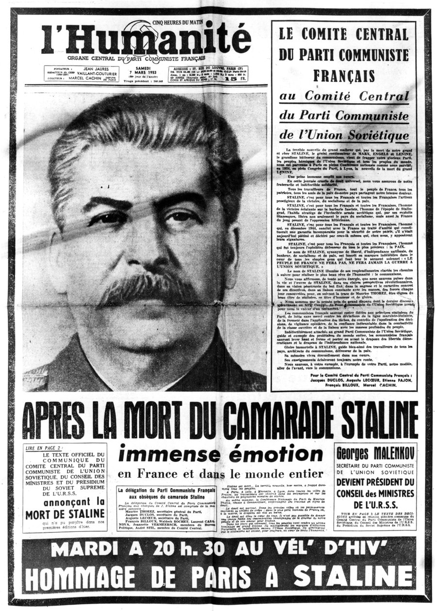 Notizia della morte di Stalin, 7 marzo 1953 da Unbekannt