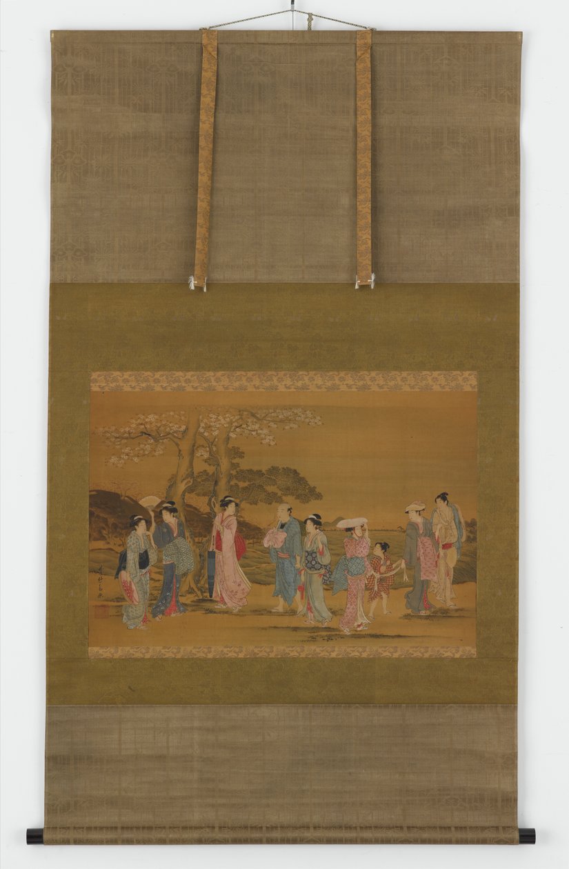 Nove persone a vedere i fiori di ciliegio, periodo Edo, 1615-1868 da Unbekannt