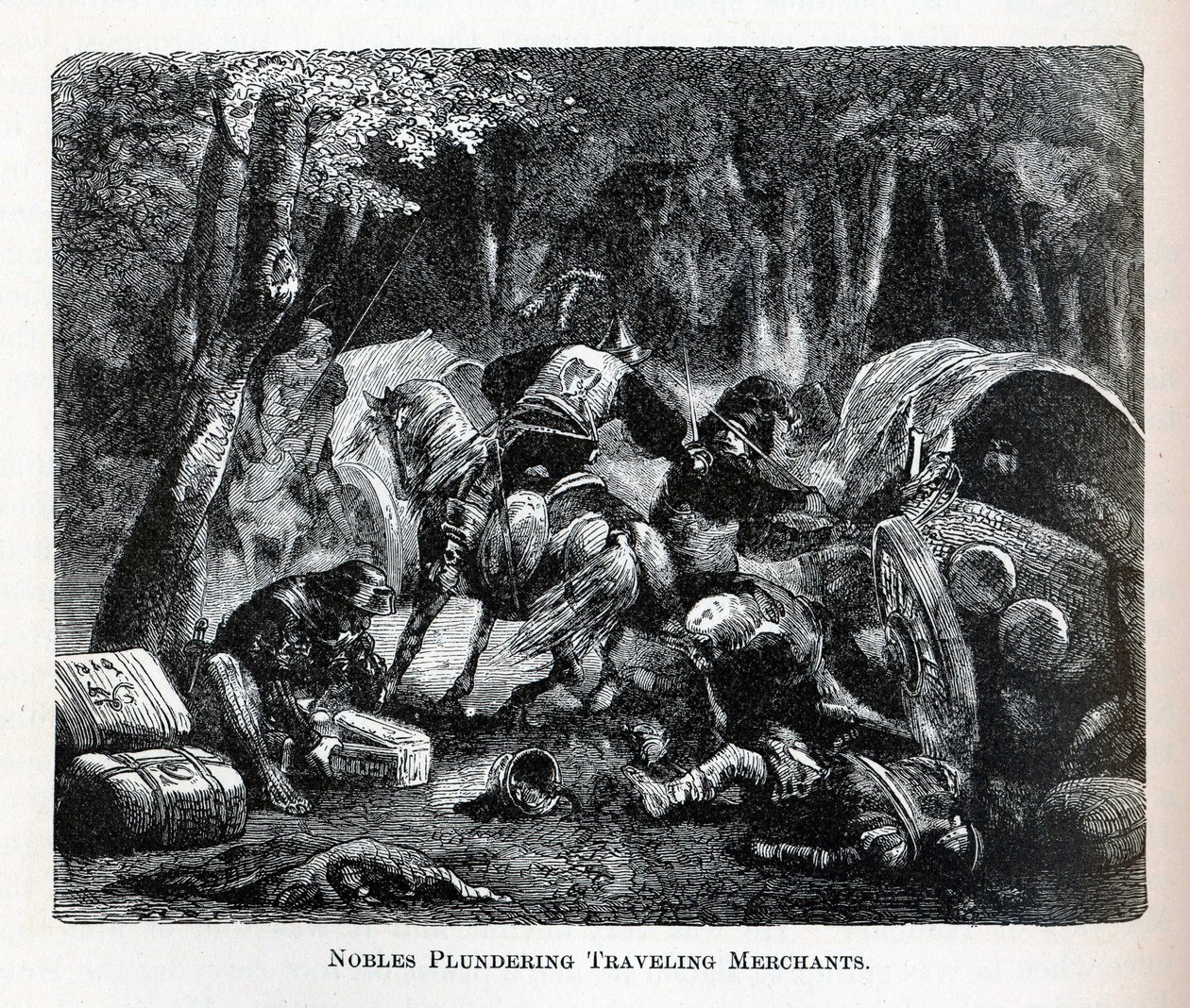 Nobili che saccheggiano mercanti itineranti, 1882 da Unbekannt
