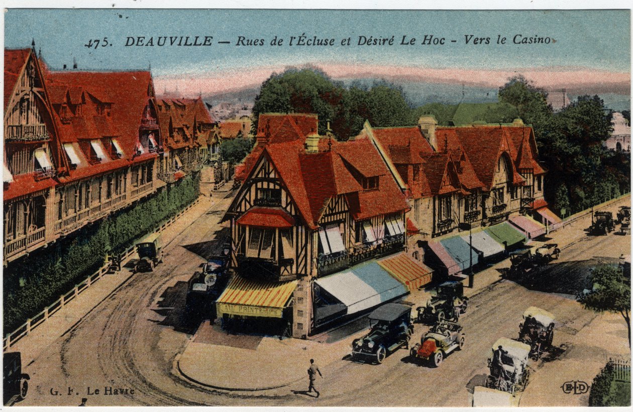 Normandia, Calvados (14), Deauville: case a graticcio nelle strade de l