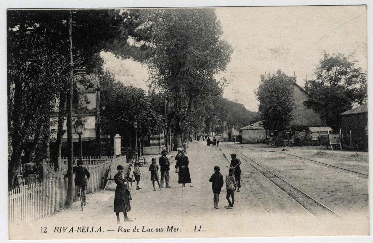 Normandia, Calvados (14), Ouistreham: vista della strada di Luc sur Mer a Riva Bella - Cartolina fine XIX-inizio XX secolo da Unbekannt