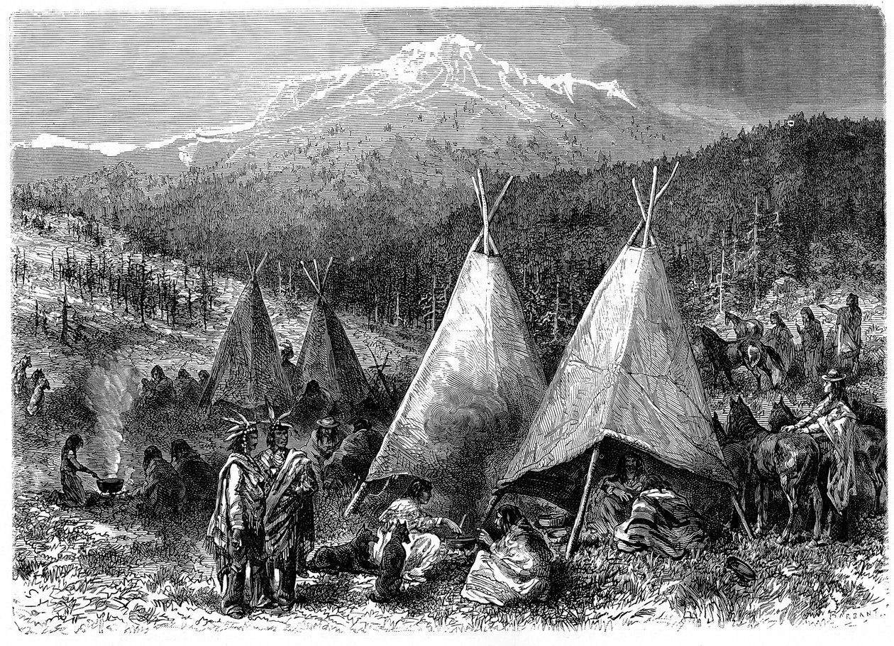 Accampamento indiano nordamericano in Oklahoma, 1889 da Unbekannt
