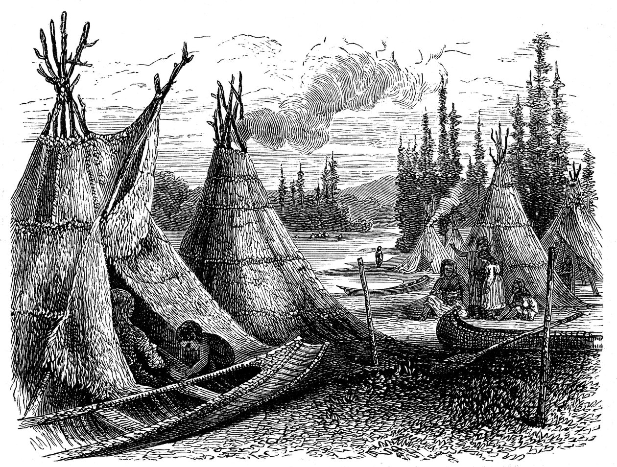 Insediamento estivo dei Cree nordamericani, 1874 da Unbekannt