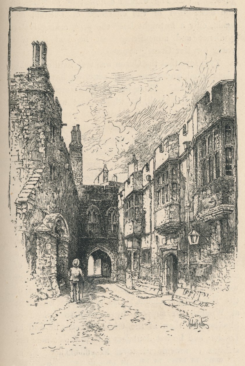Porta nord e biblioteca, dalla Torre di Re Giovanni, 1895 da Unbekannt