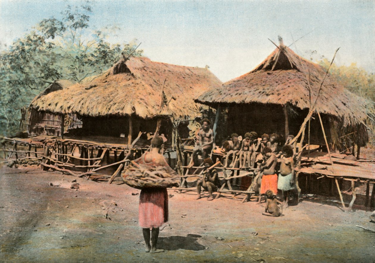 Nouvelle-Guinee. Karapuna. Villaggio Indigeno, Papua Nuova Guinea. Karapuna. Villaggio Nativo, 1900 da Unbekannt