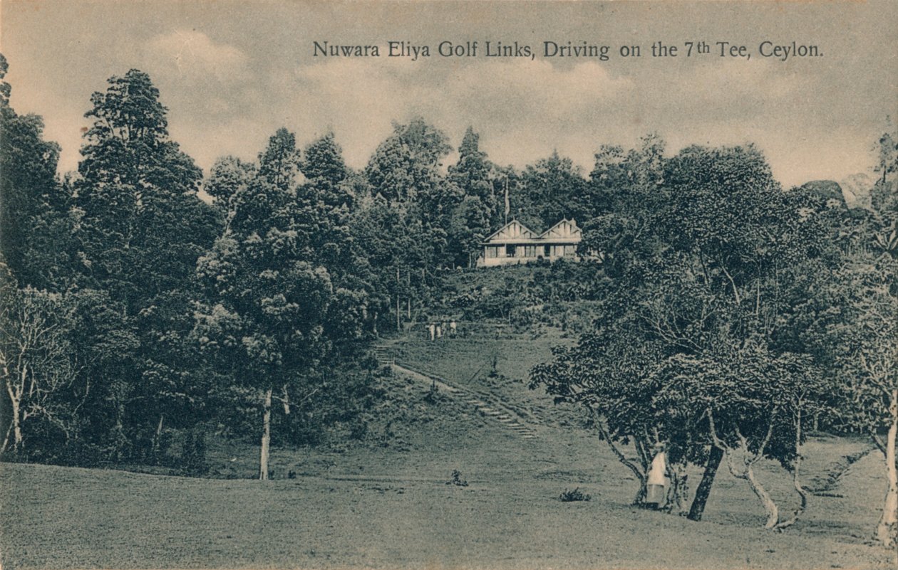 Nuwara Eliya Golf Links, tiro dal 7° tee, Ceylon, c1900 da Unbekannt