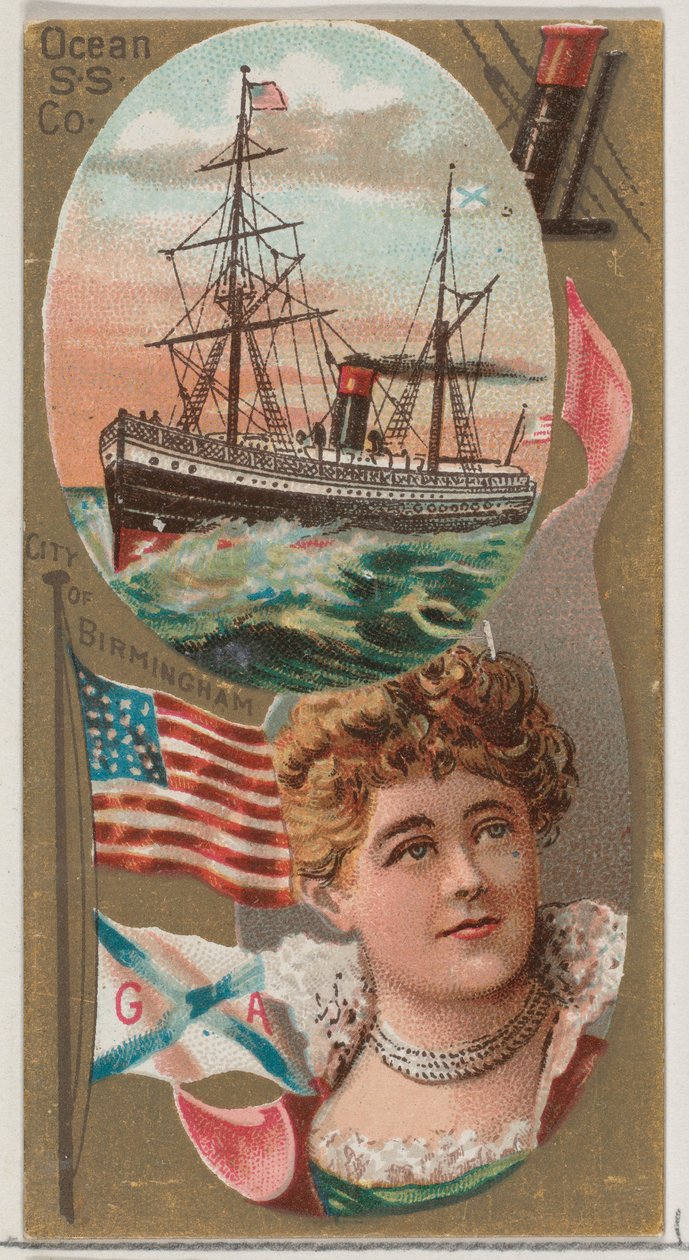 Compagnia di navi a vapore oceaniche, dalla serie Ocean and River Steamers N83 per il marchio Duke, 1887 da Unbekannt