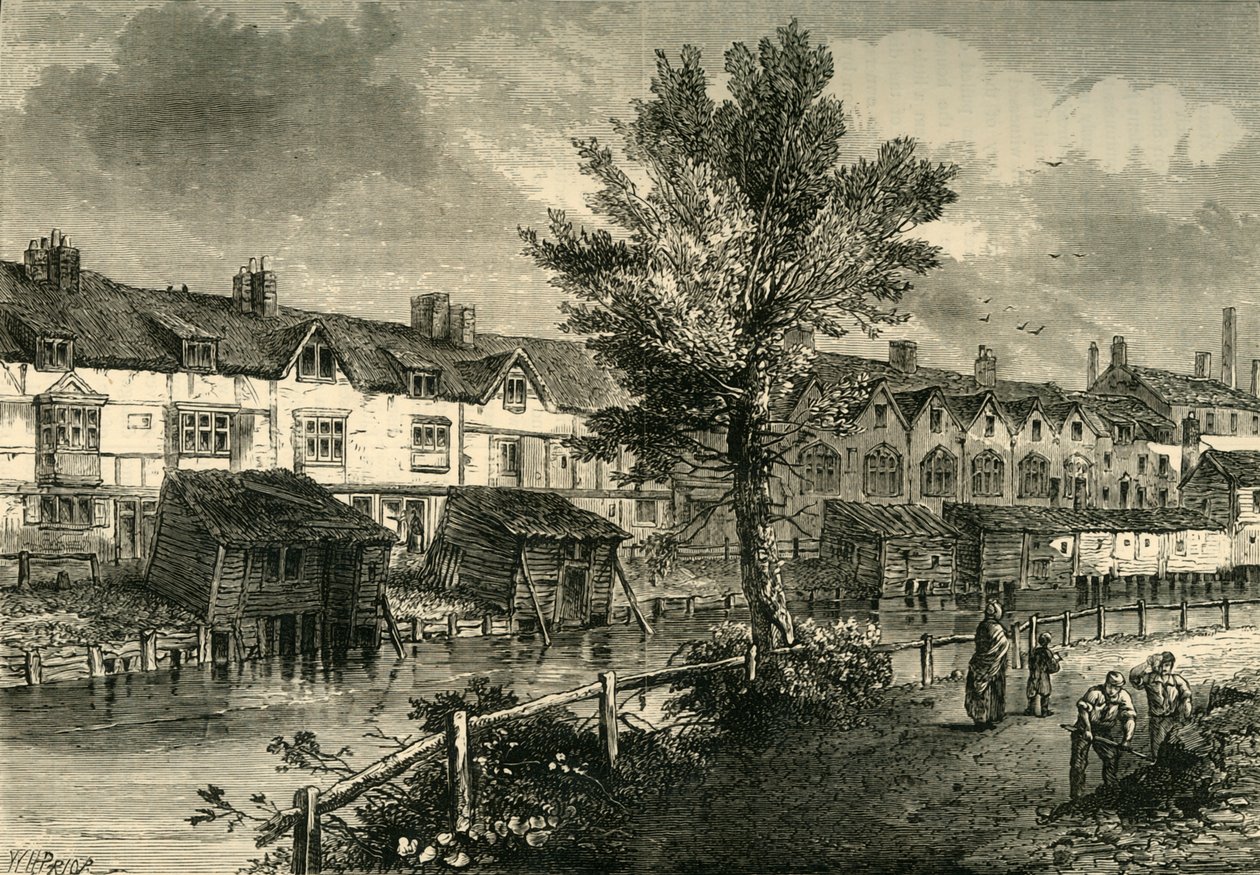 Vecchie case in London Street, Dockhead, circa 1810 da Unbekannt