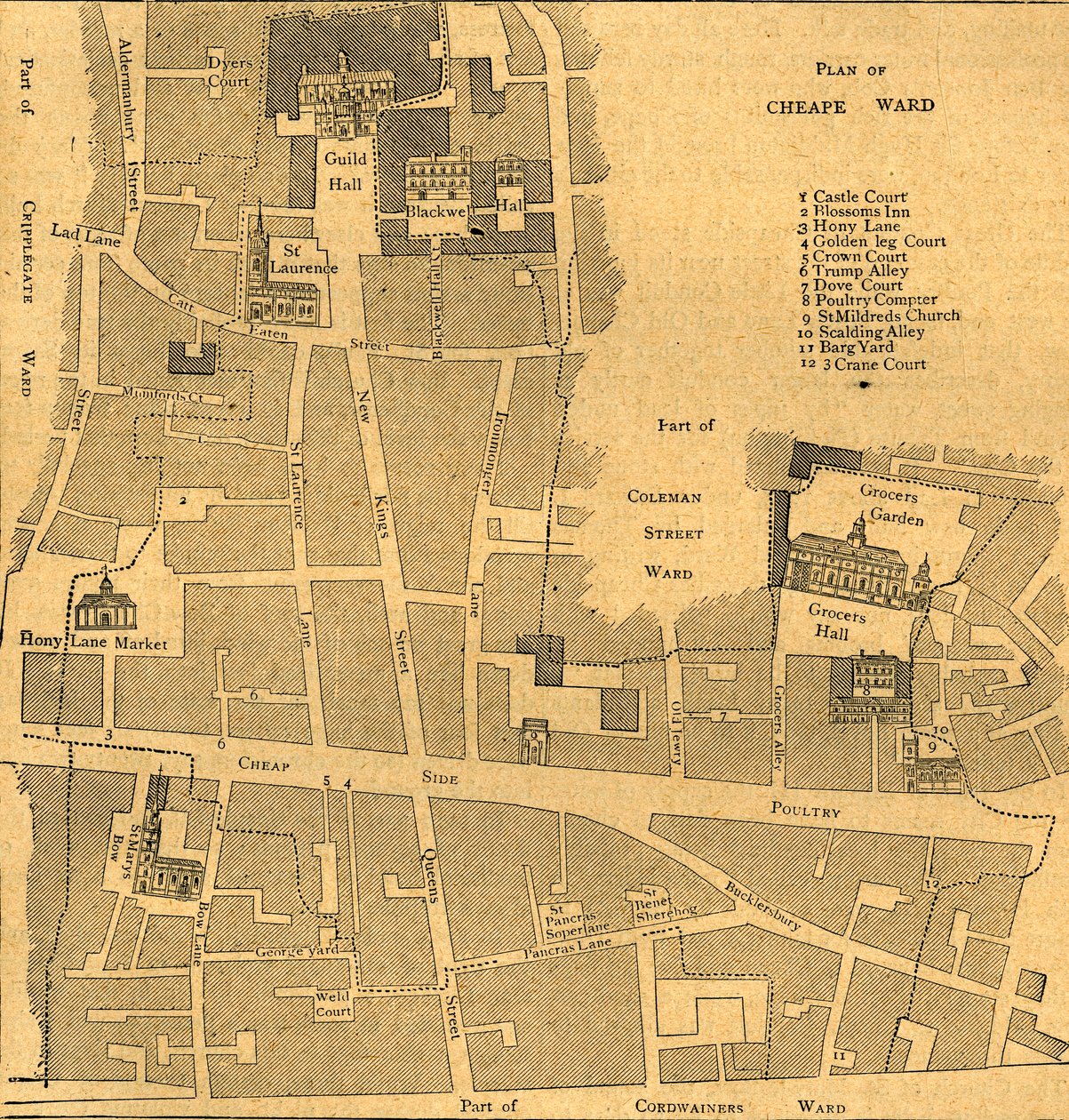 Vecchia mappa del quartiere di Cheap - Circa 1750, 1897 da Unbekannt