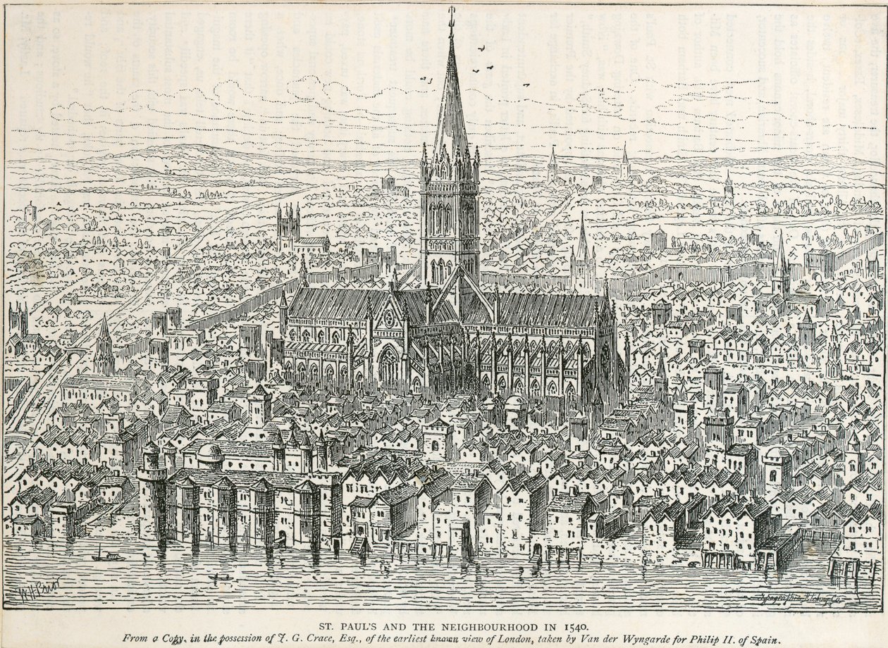 Vecchia Cattedrale di San Paolo, Città di Londra, 1540 c1883-c1885 da Unbekannt