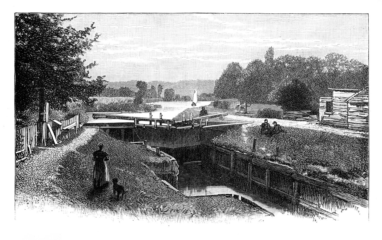 Vecchio Windsor Lock, Fiume Tamigi, Berkshire, c1888 da Unbekannt