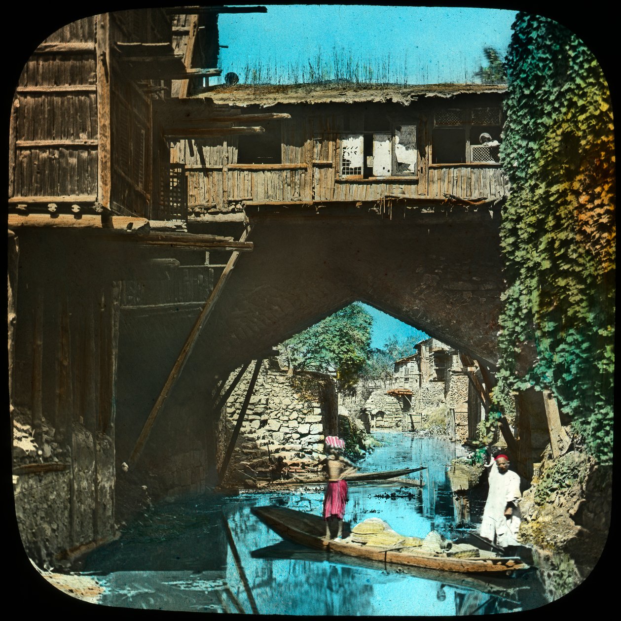 Vecchio ponte, Srinagar, Kashmir, India, fine XIX o inizio XX secolo da Unbekannt