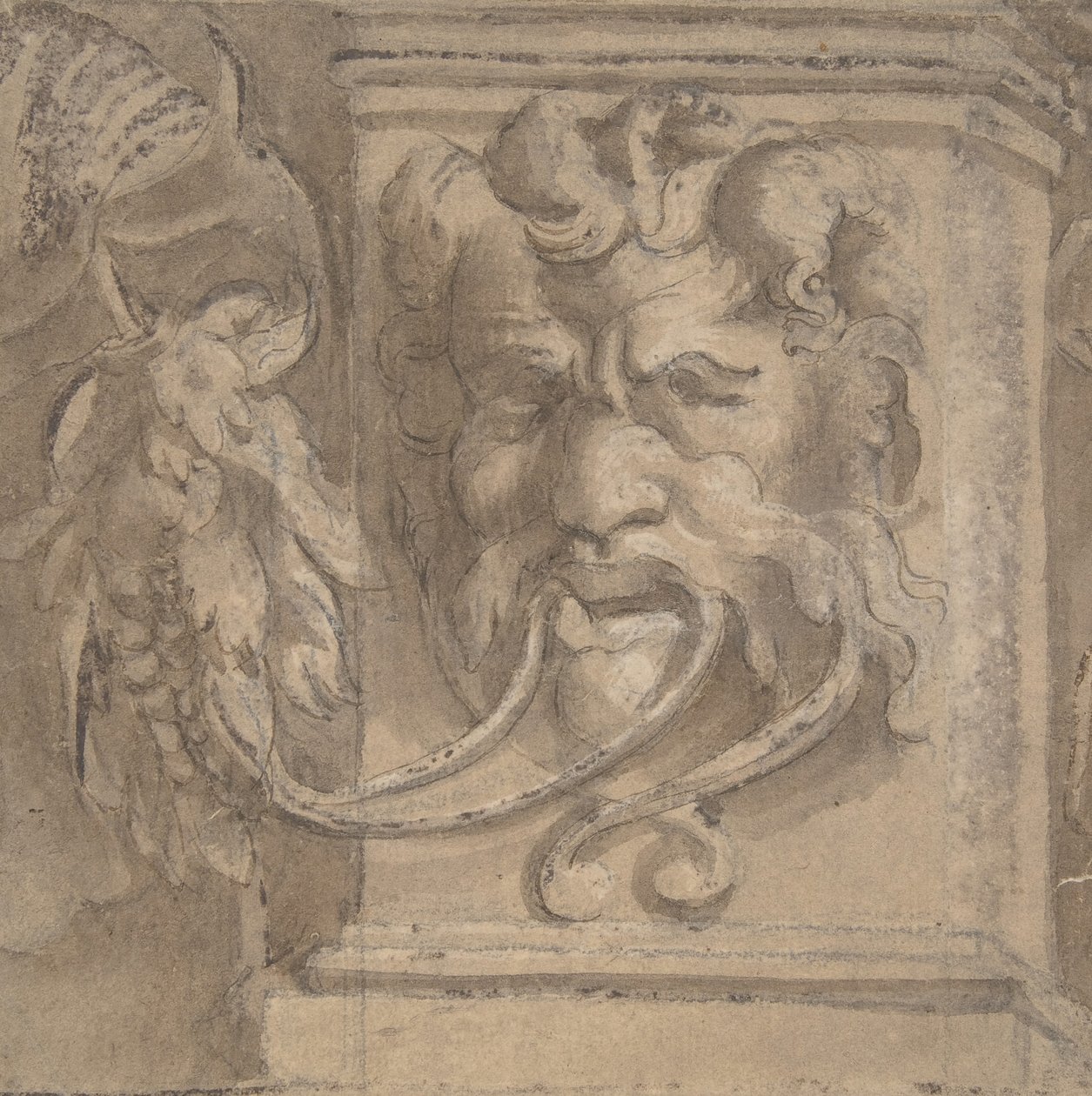 Design ornamentale con maschera in stile antico, 1550-1600 da Unbekannt