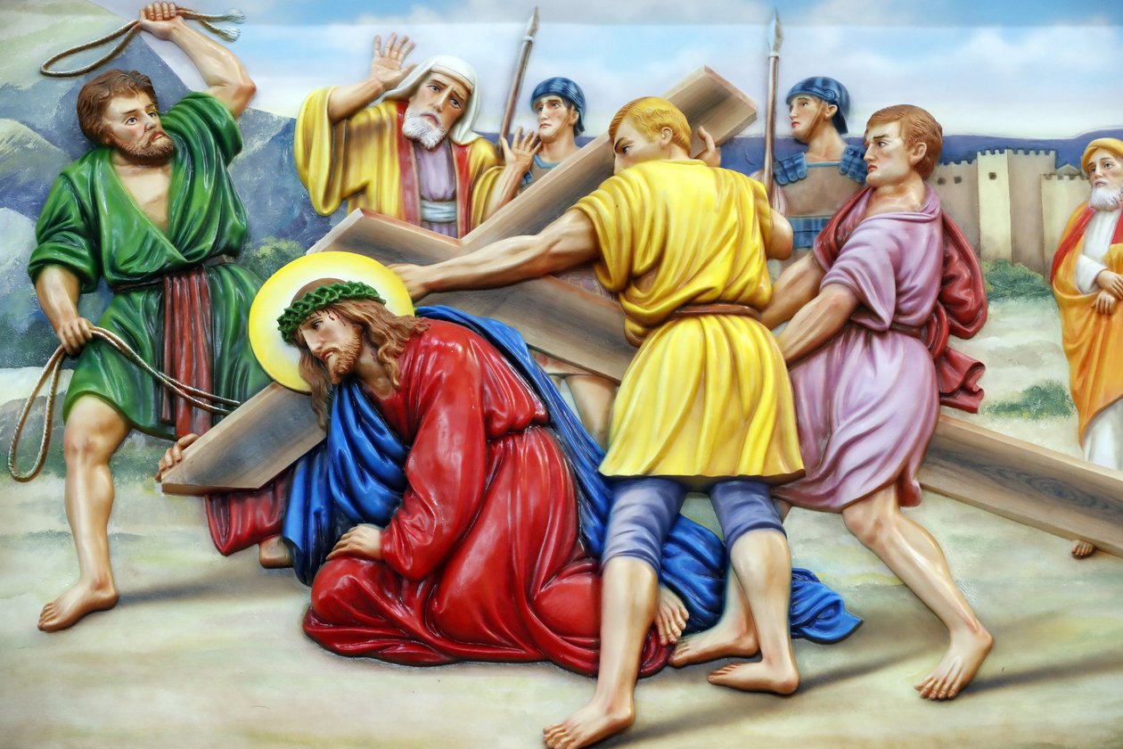Chiesa di Nostra Signora di Fatima. Via Crucis. Stazione 3. Gesù cade per la prima volta. Ho Chi Minh City, Vietnam da Unbekannt
