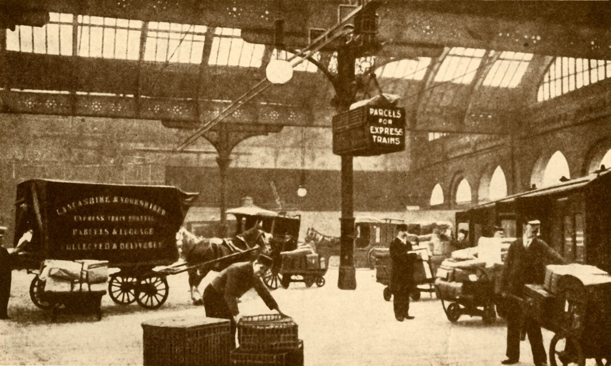 Trasportatore elettrico aereo di pacchi, Victoria Station, Manchester, 1930 da Unbekannt