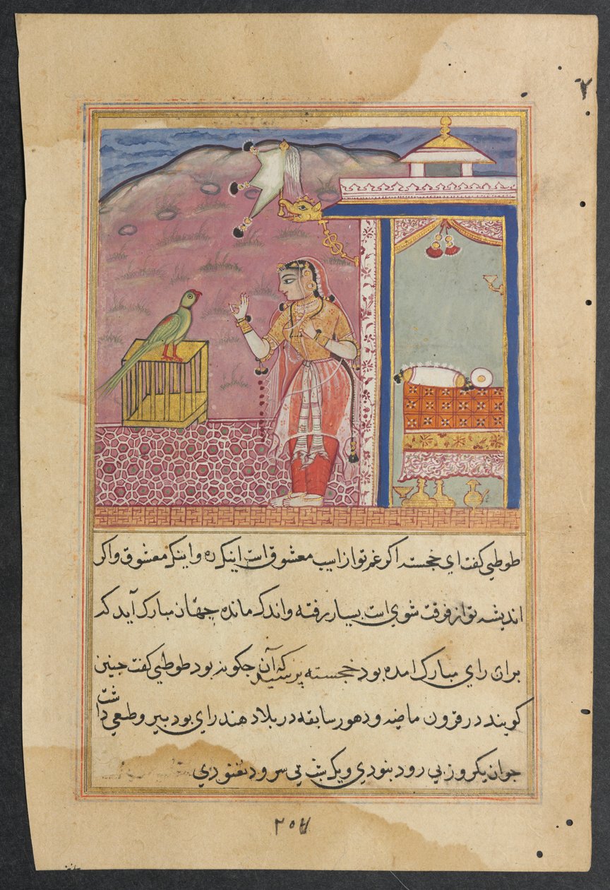 Pagina da Tales of a Parrot Tuti-nama: Quarantaquattresima notte: Il pappagallo si rivolge... da Unbekannt