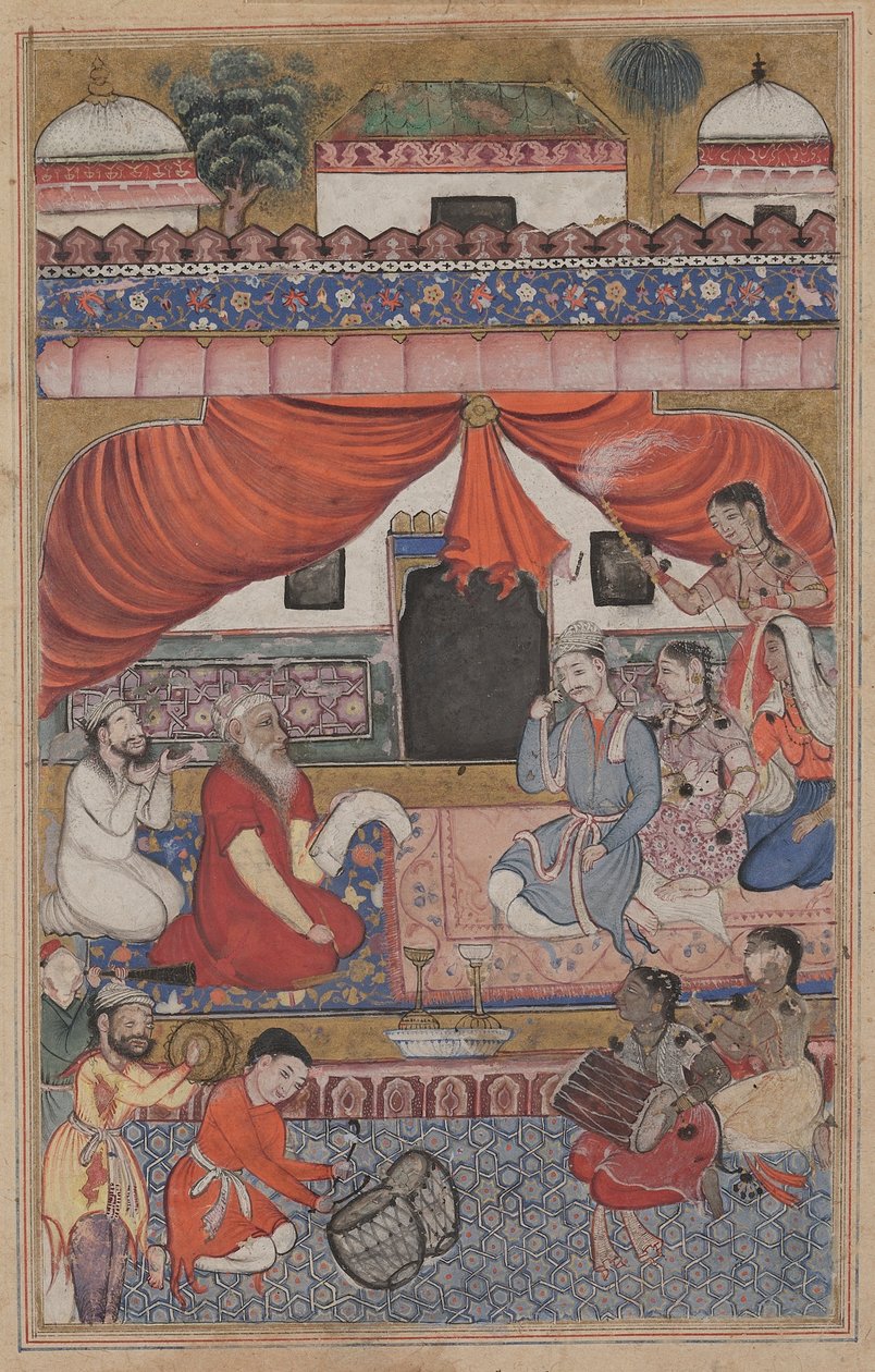 Pagina da Racconti di un pappagallo Tuti-nama: Trentaquattresima notte: Preparativi per il matrimonio, c. 156 da Unbekannt