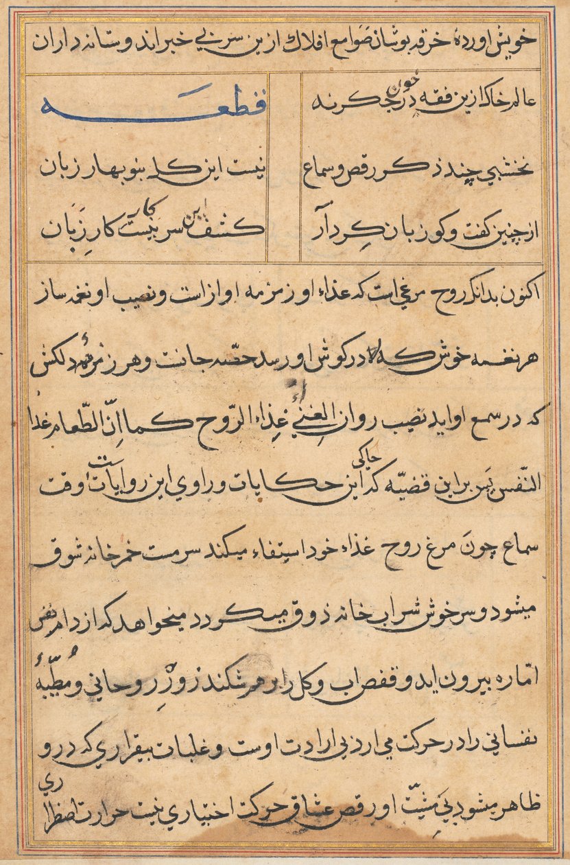 Pagina da Tales of a Parrot Tuti-nama: pagina di testo, c. 1560 da Unbekannt