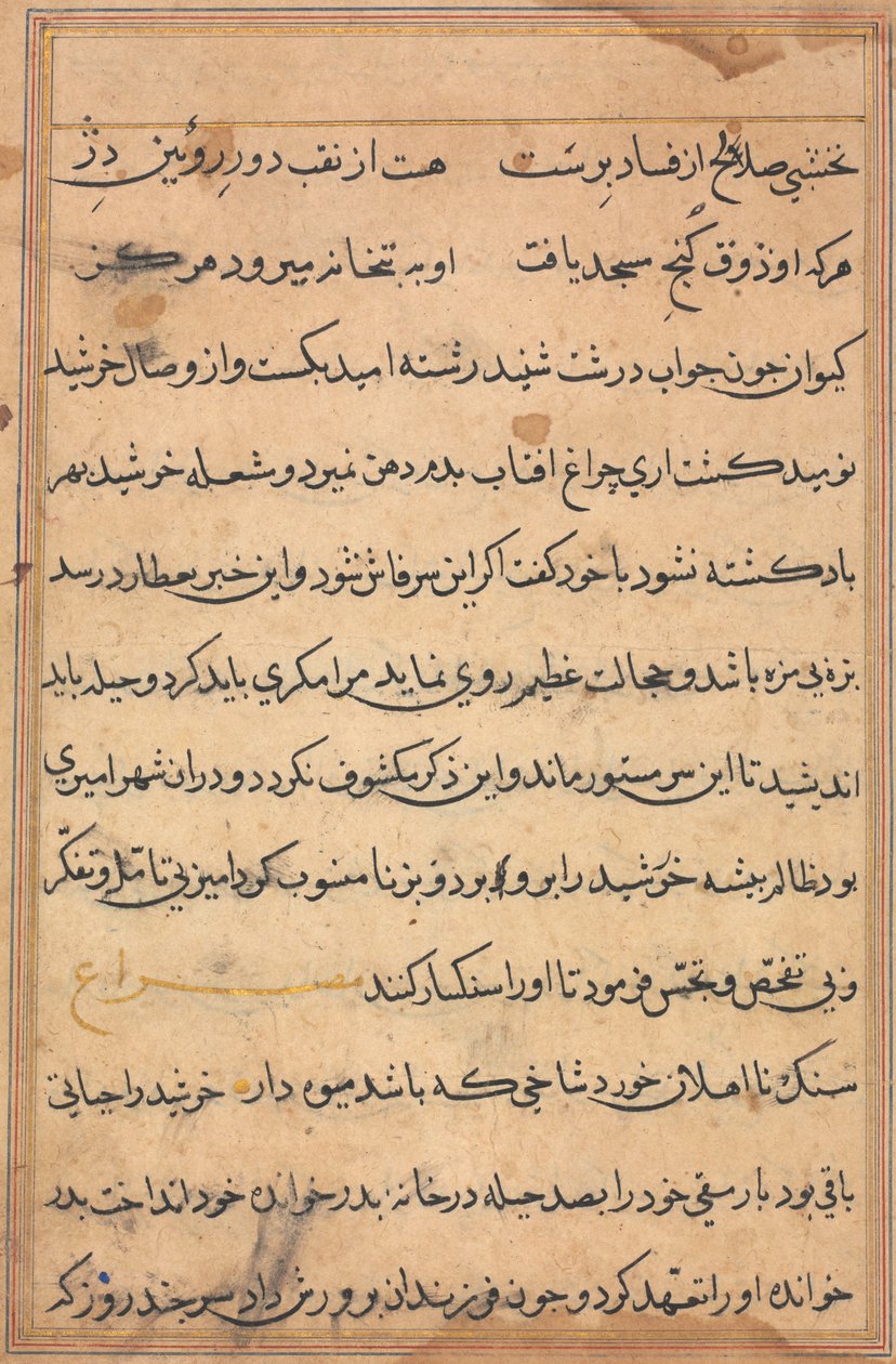 Pagina da Tales of a Parrot Tuti-nama: pagina di testo, c. 1560 da Unbekannt
