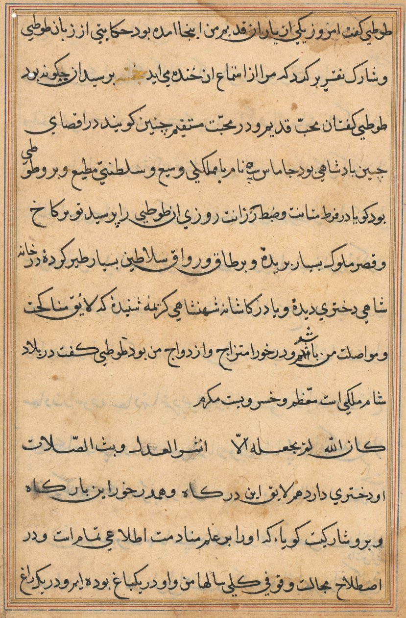 Pagina da Tales of a Parrot Tuti-nama: pagina di testo da Unbekannt