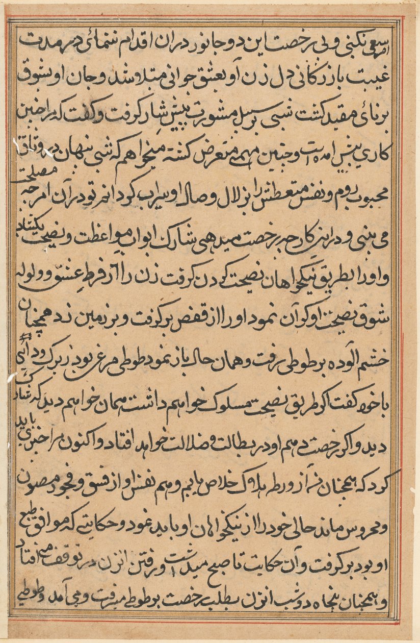 Pagina da Racconti di un pappagallo Tuti-nama: pagina di testo, c. 1560 da Unbekannt
