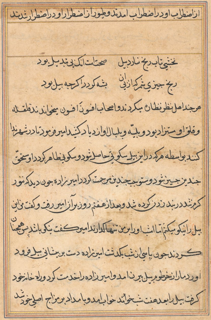 Pagina da Tales of a Parrot Tuti-nama: pagina di testo, c. 1560 da Unbekannt