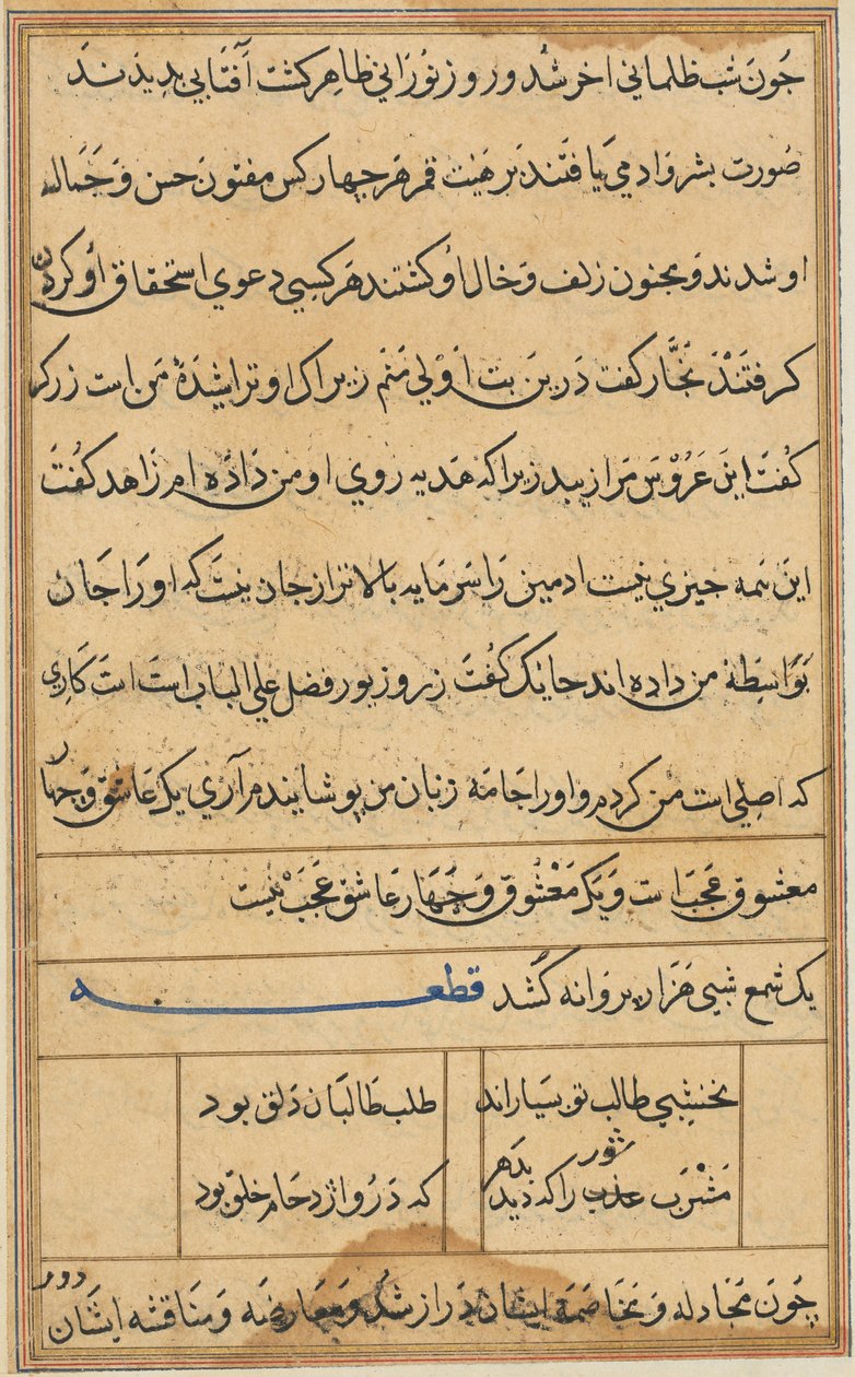 Pagina da Tales of a Parrot Tuti-nama: pagina di testo da Unbekannt