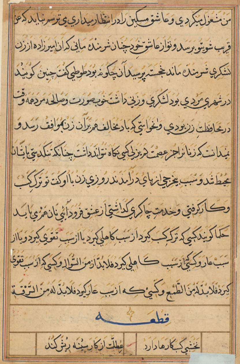 Pagina da Tales of a Parrot Tuti-nama: pagina di testo da Unbekannt