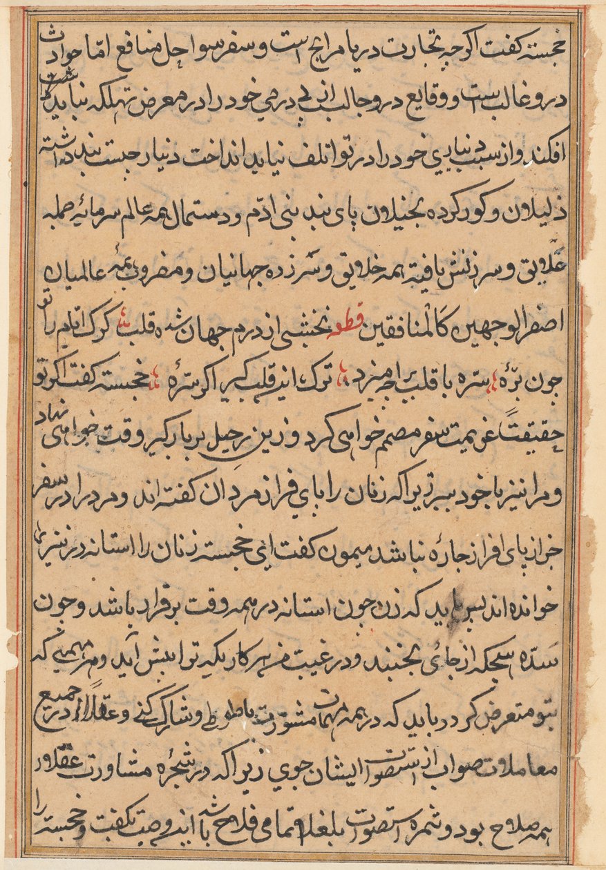 Pagina da Le storie di un pappagallo Tuti-nama: pagina di testo, c. 1560 da Unbekannt