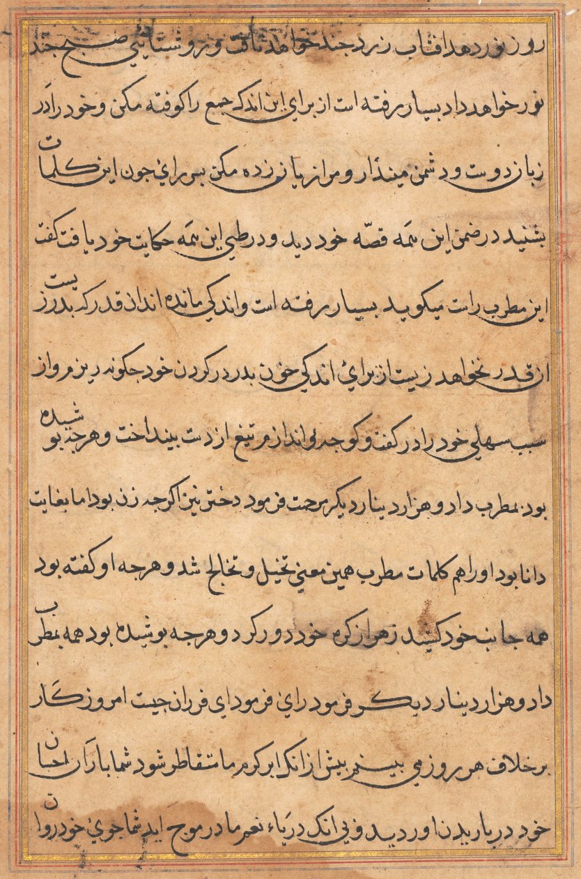 Pagina da Racconti di un pappagallo Tuti-nama: pagina di testo, c. 1560 da Unbekannt