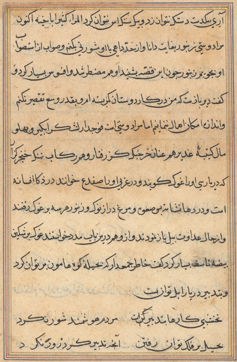 Pagina da Tales of a Parrot Tuti-nama: pagina di testo, c. 1560 da Unbekannt