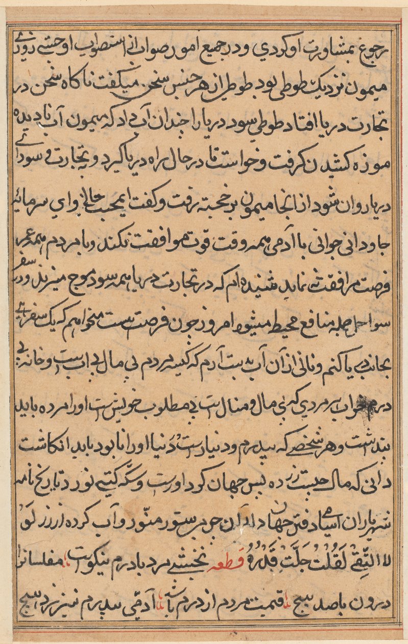Pagina da Tales of a Parrot Tuti-nama: pagina di testo, c. 1560 da Unbekannt