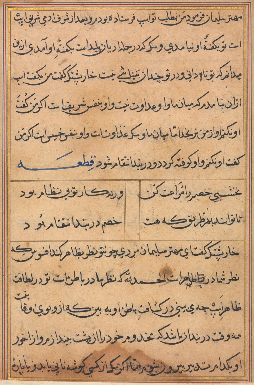 Pagina da Tales of a Parrot Tuti-nama: pagina di testo, c. 1560 da Unbekannt