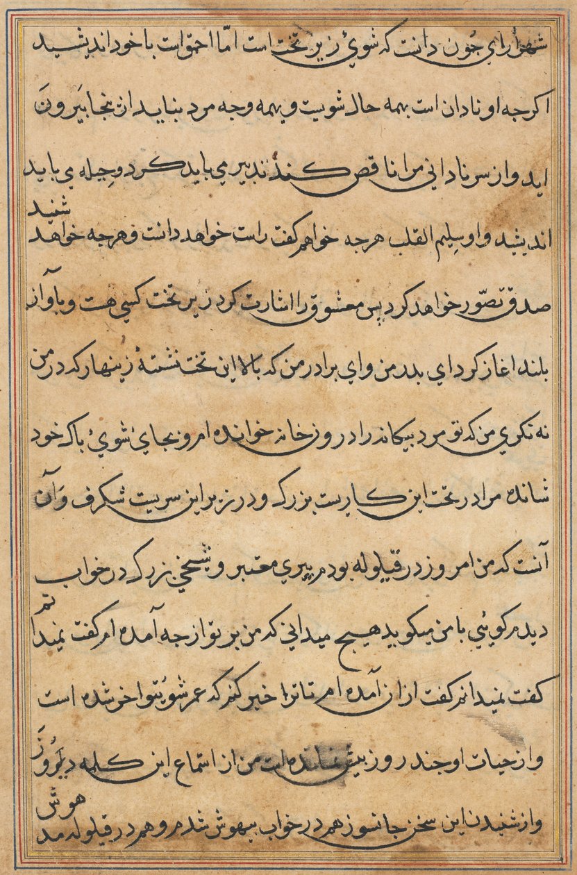 Pagina da Tales of a Parrot Tuti-nama: pagina di testo, c. 1560 da Unbekannt