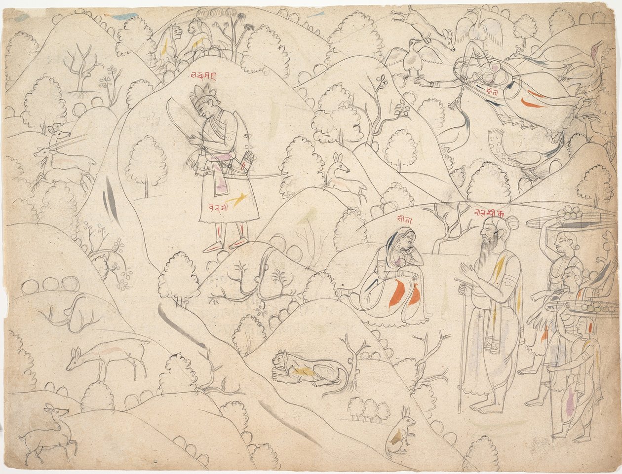 Pagina da una storia del Ramayana dispersa, primo quarto del XIX secolo da Unbekannt