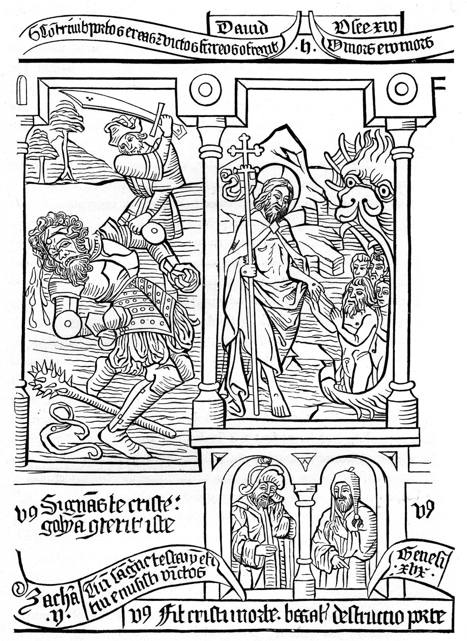 Pagina dalla Biblia Pauperum, XV secolo, 1870 da Unbekannt