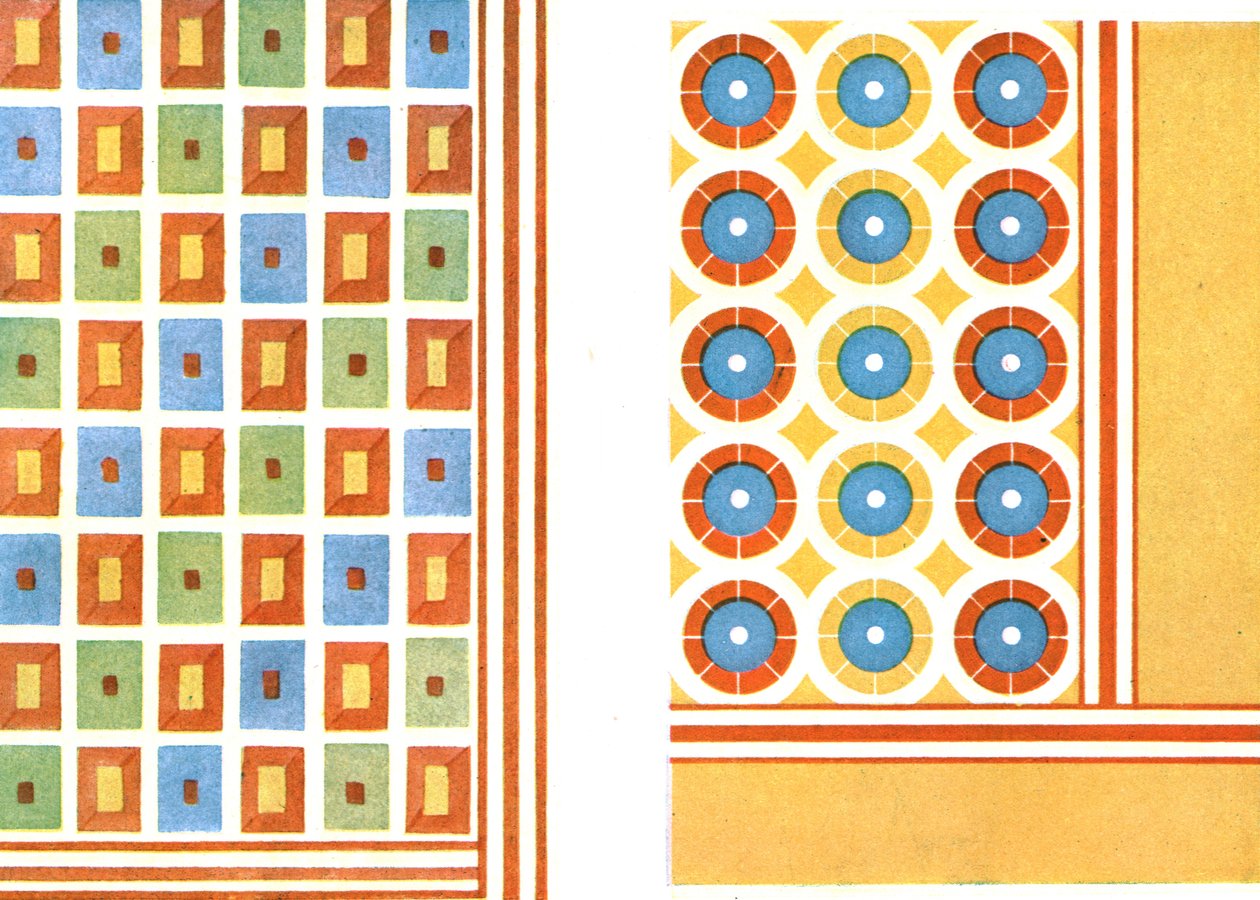 Motivi del soffitto dipinto nella tomba di Nebamon a Tebe, Egitto, 1928