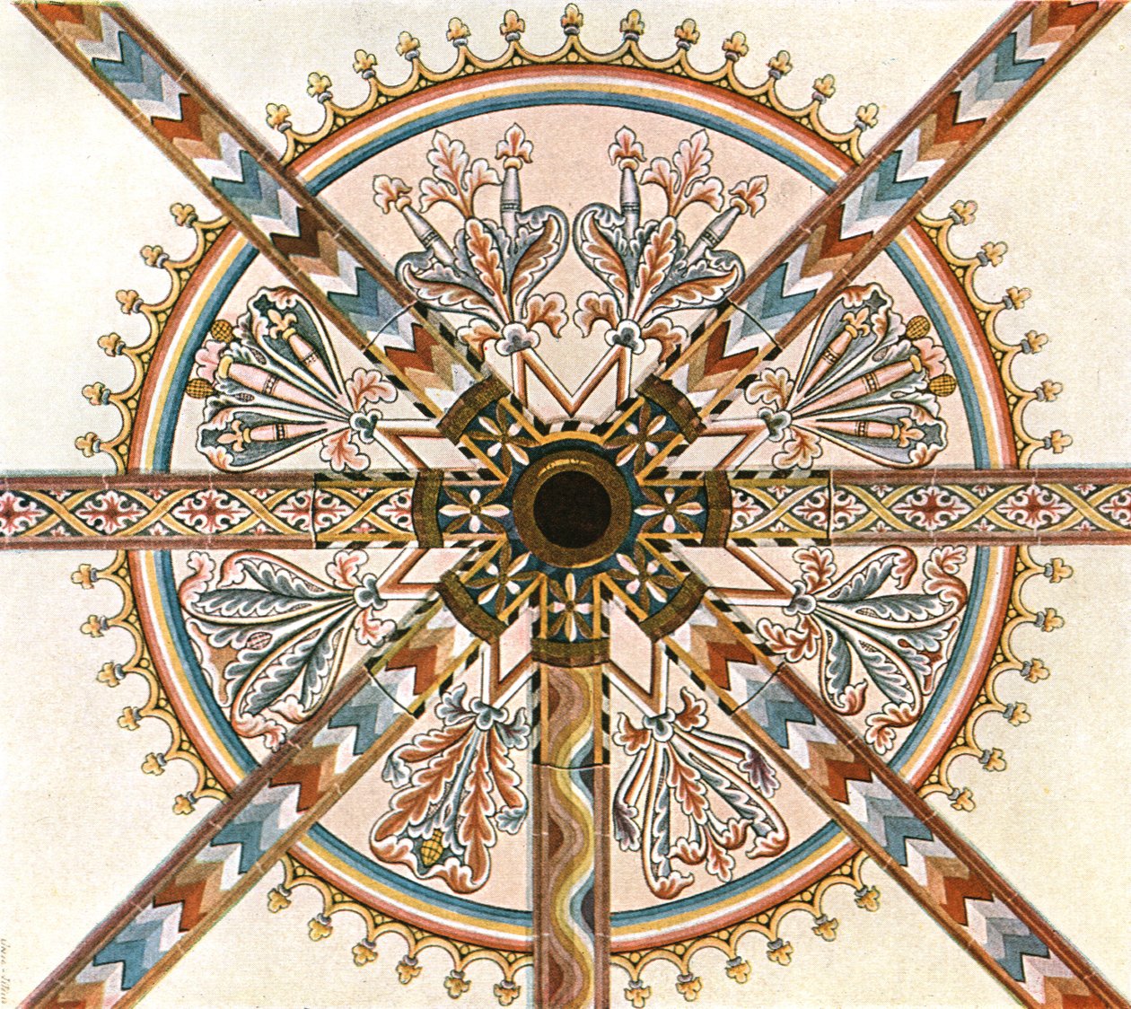 Decorazione dipinta nella cattedrale, Limburg an der Lahn, Germania, 1928 da Unbekannt