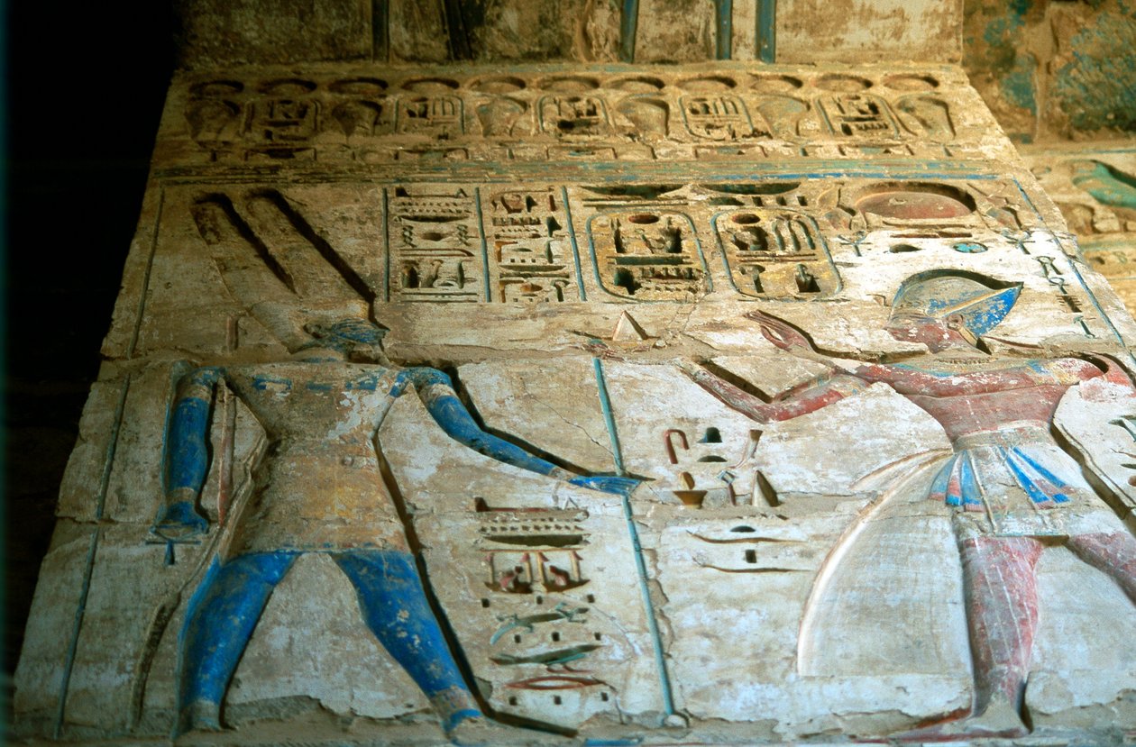 Rilievo dipinto, tempio di Ramesse III, Medinet Habu, Egitto, XII secolo a.C. da Unbekannt