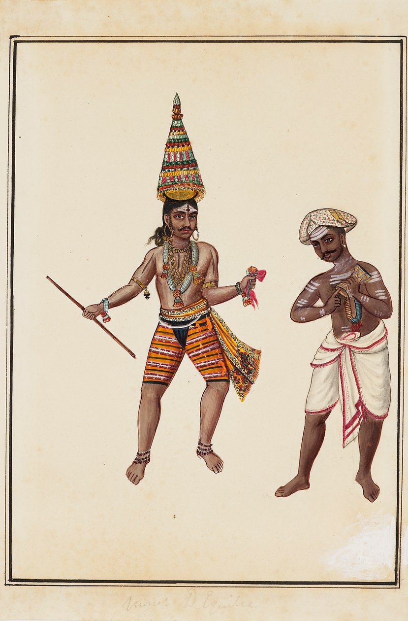 Coppia di danzatori del tempio maschili, 1820-1825 da Unbekannt