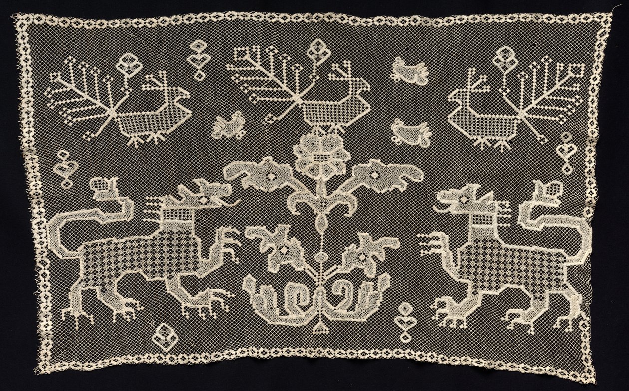 Pannello con Pantere, Uccelli e Motivi Floreali, XVIII-XIX secolo da Unbekannt