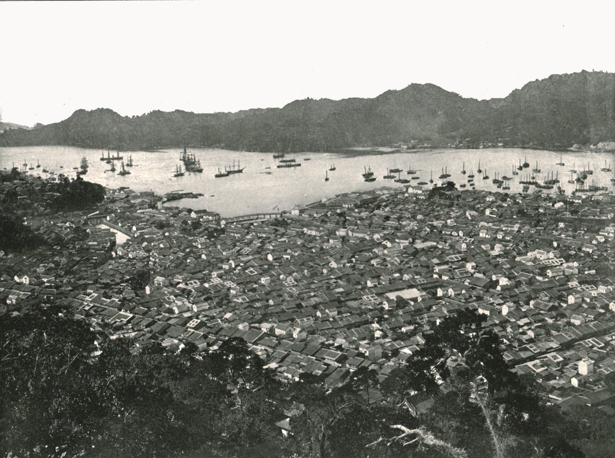 Veduta panoramica della città, Nagasaki, Giappone, 1895 da Unbekannt