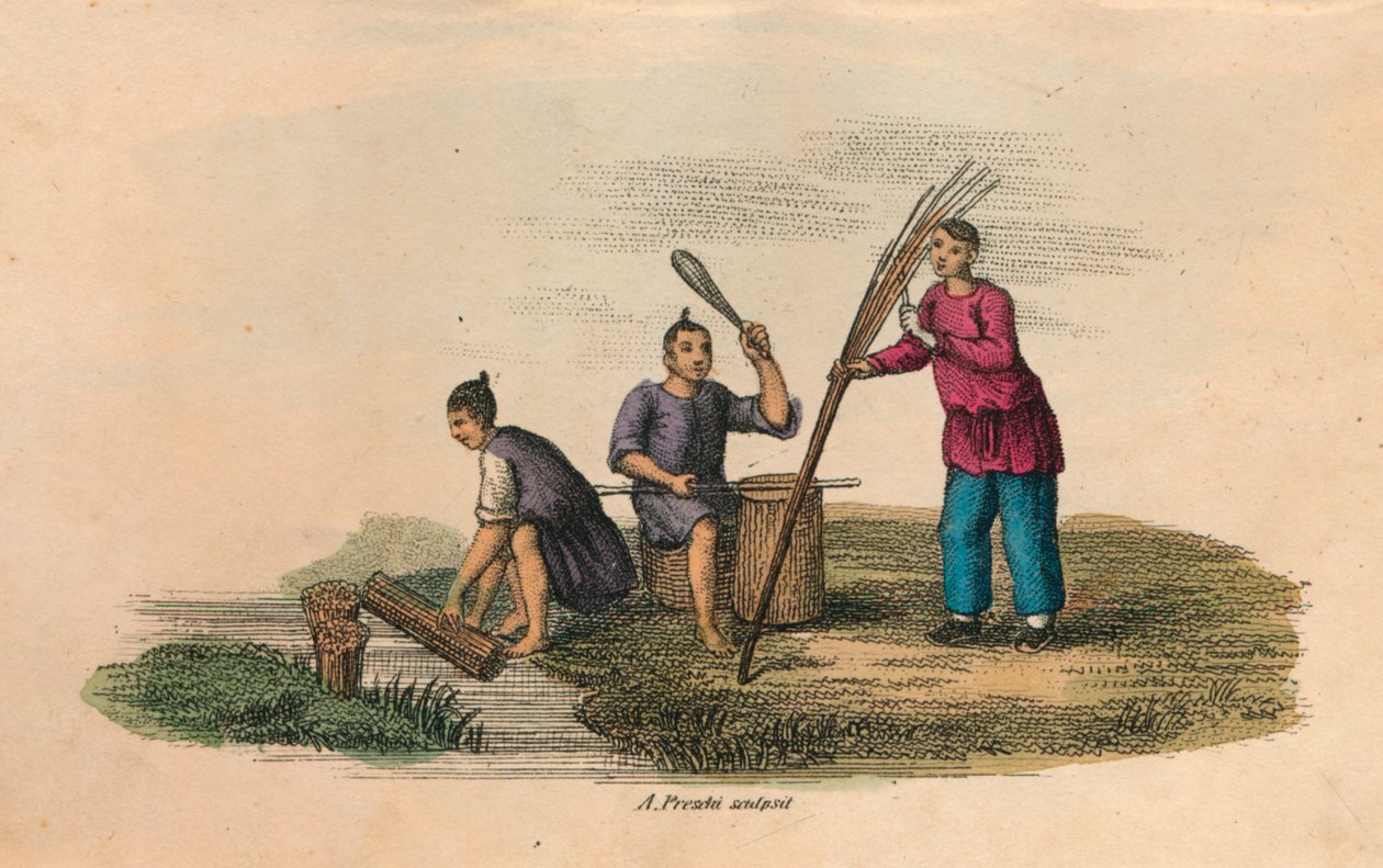 Fabbricazione della carta in Cina, AD 105, c1850 da Unbekannt
